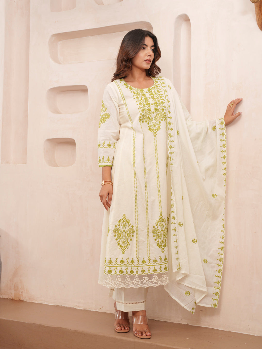 Elegant Embroidered Cotton Kurta Set