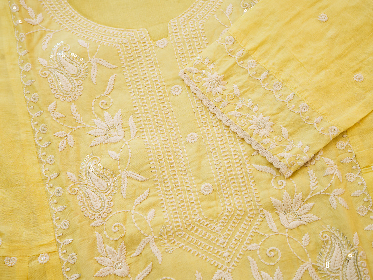 Embroidery Intricate Hand Chikankari Kurta with Pant and Dupatta