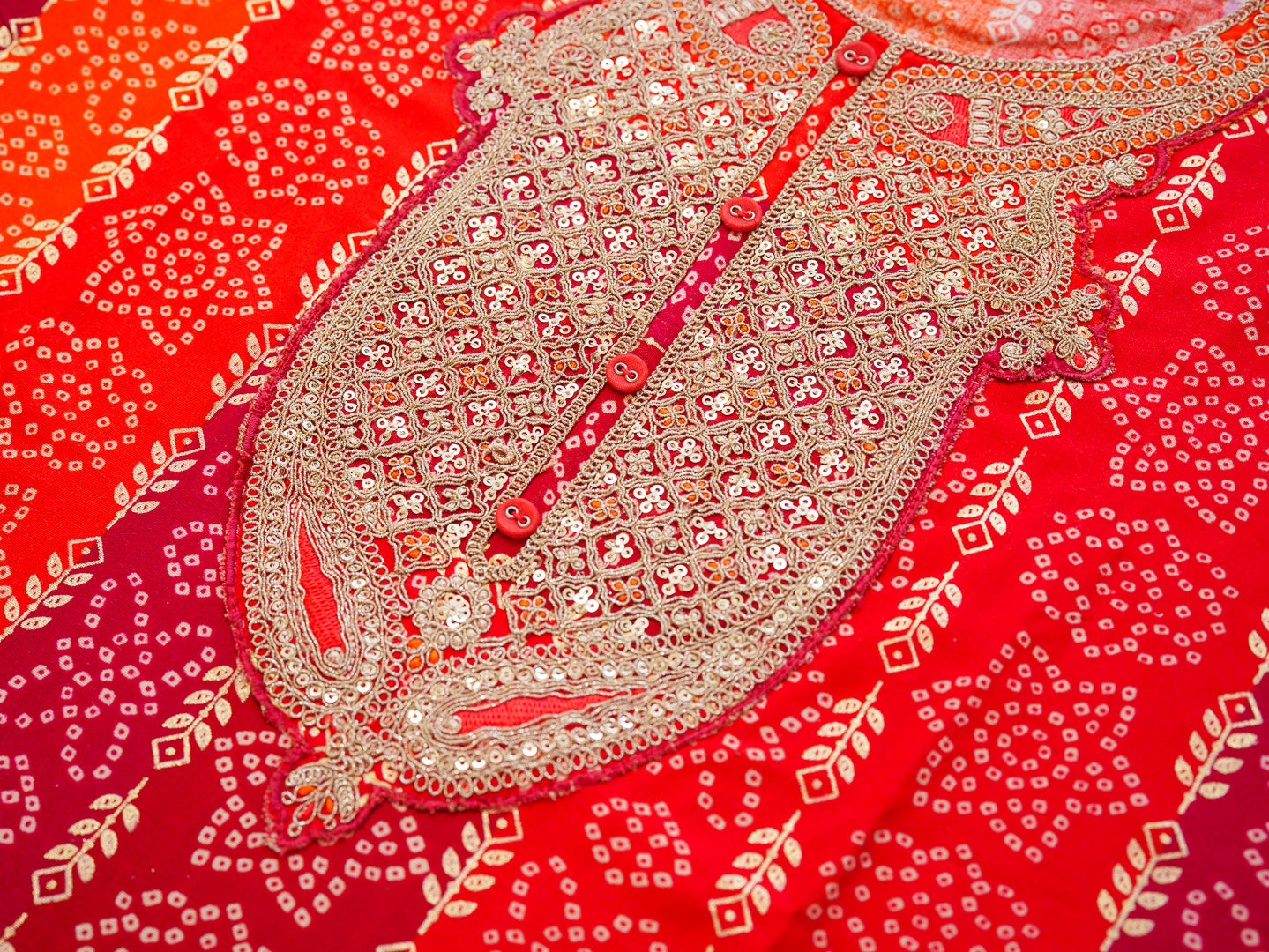 Elegant Bandhani Style Red Kurti for Ethnic Wear