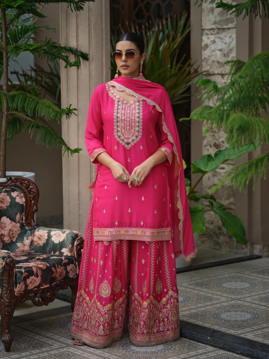 Regal Embroidered Kurta Sharara Set