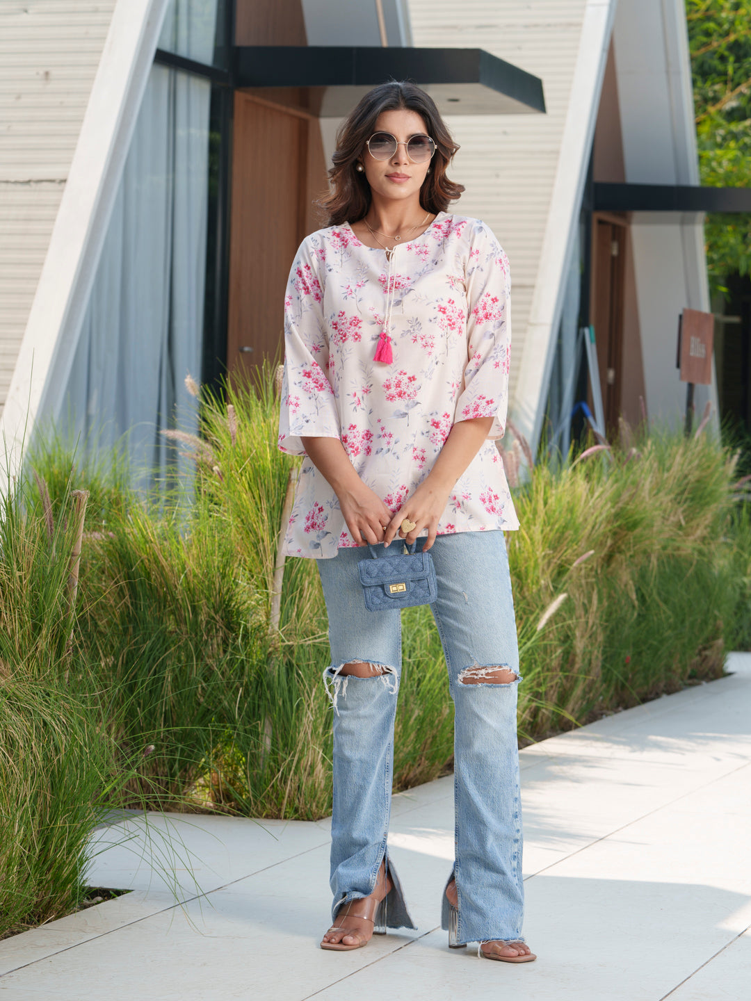 Women Floral Printed Pure Cotton Tunics