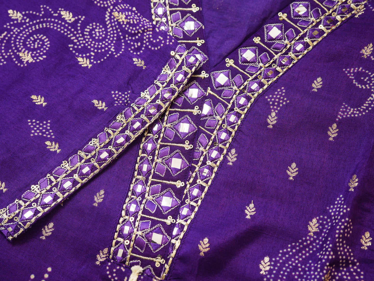 Embroidered Violet Jacquard Co-Ord Set