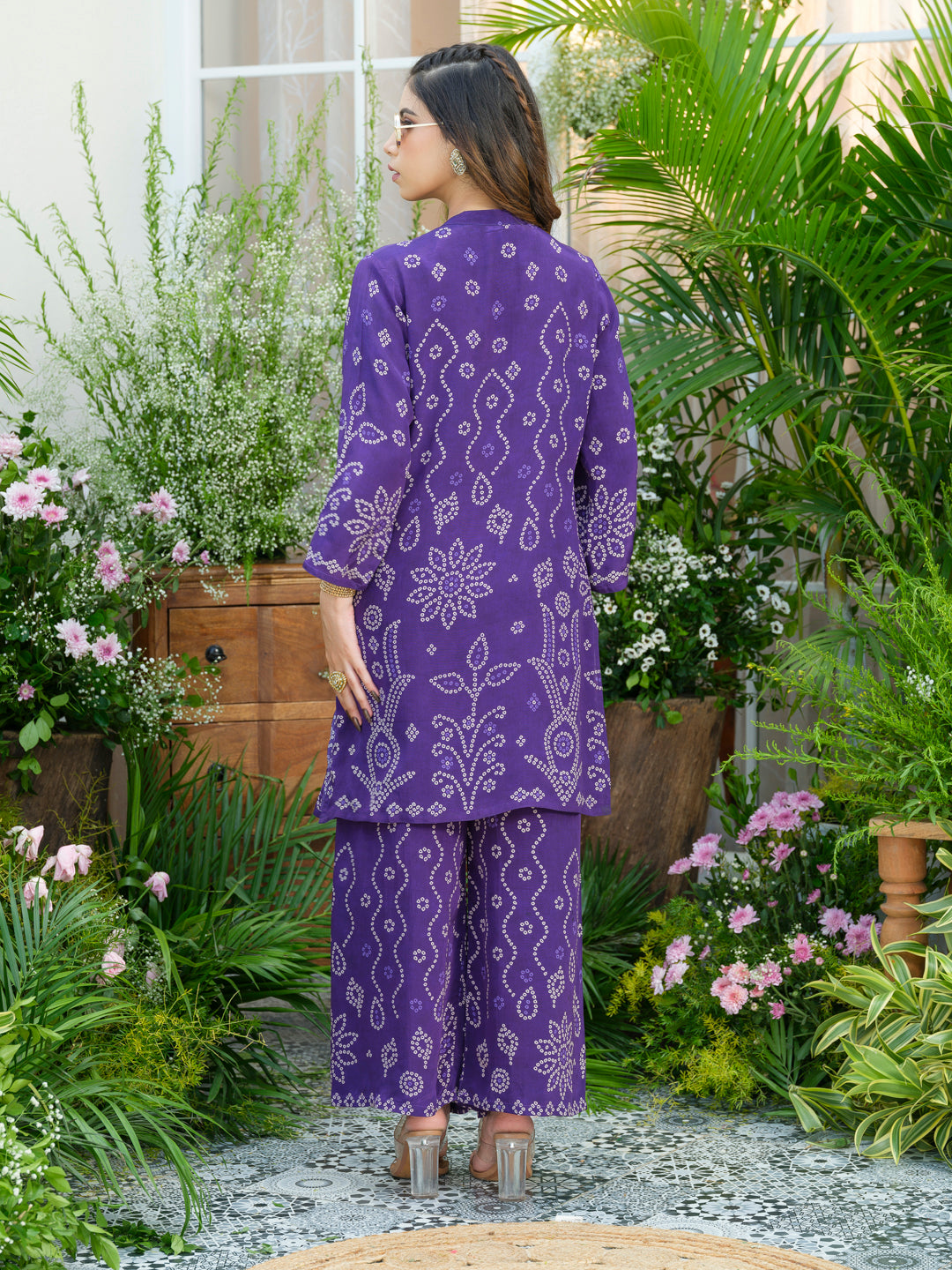 Royal Radiance Bandhani Co-Ord Set – Purple