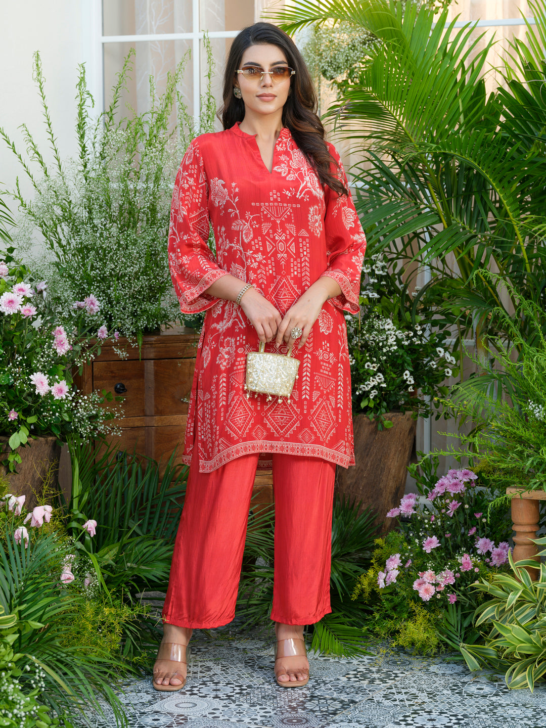 Red Floral Co-Ords with Beautiful Prints