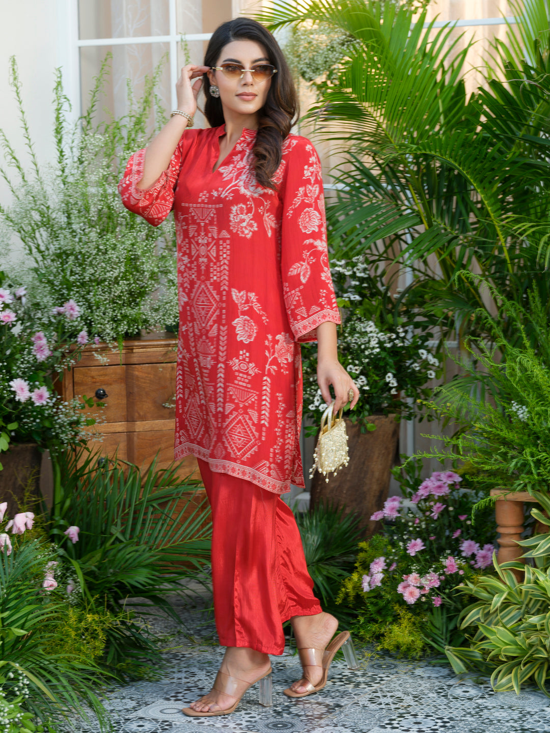 Red Floral Co-Ords with Beautiful Prints