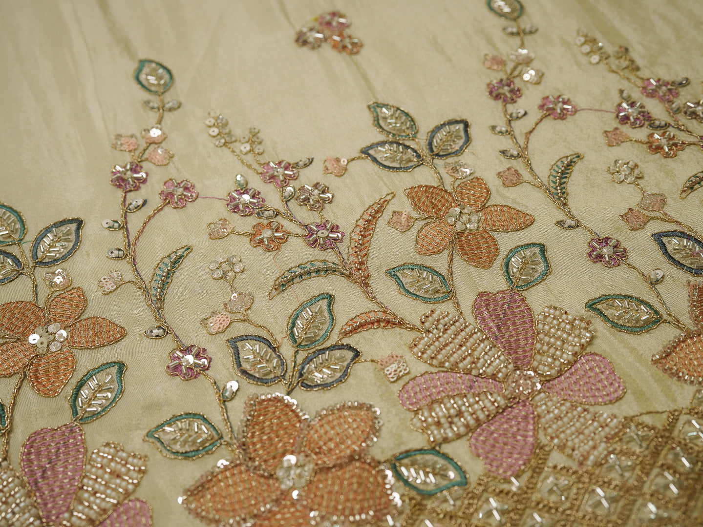 Off White Embroidered Kurta Set with Rust Orange Banarasi Dupatta