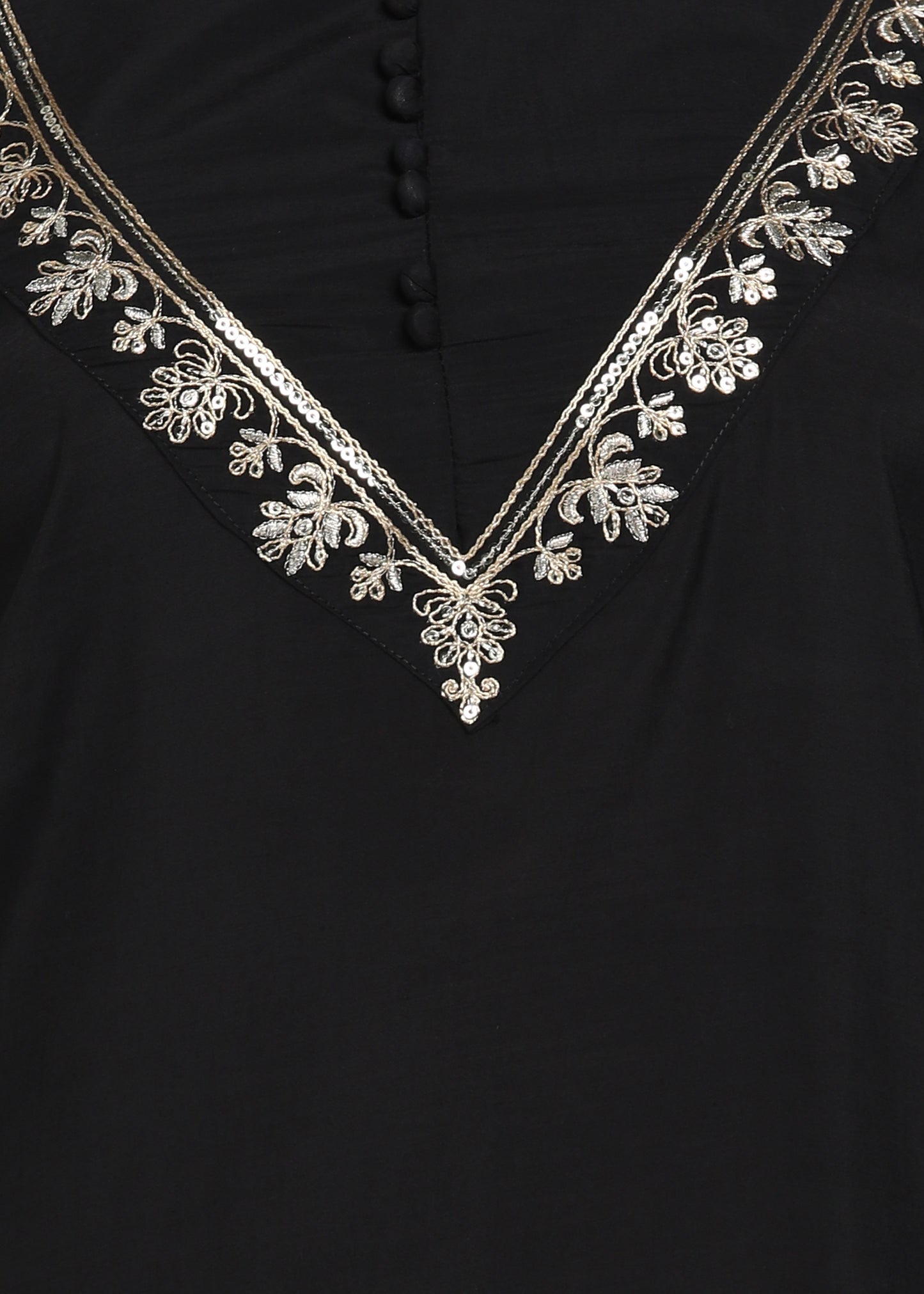Elegant Black Embroidered Co-ord Set with Bell Sleeves