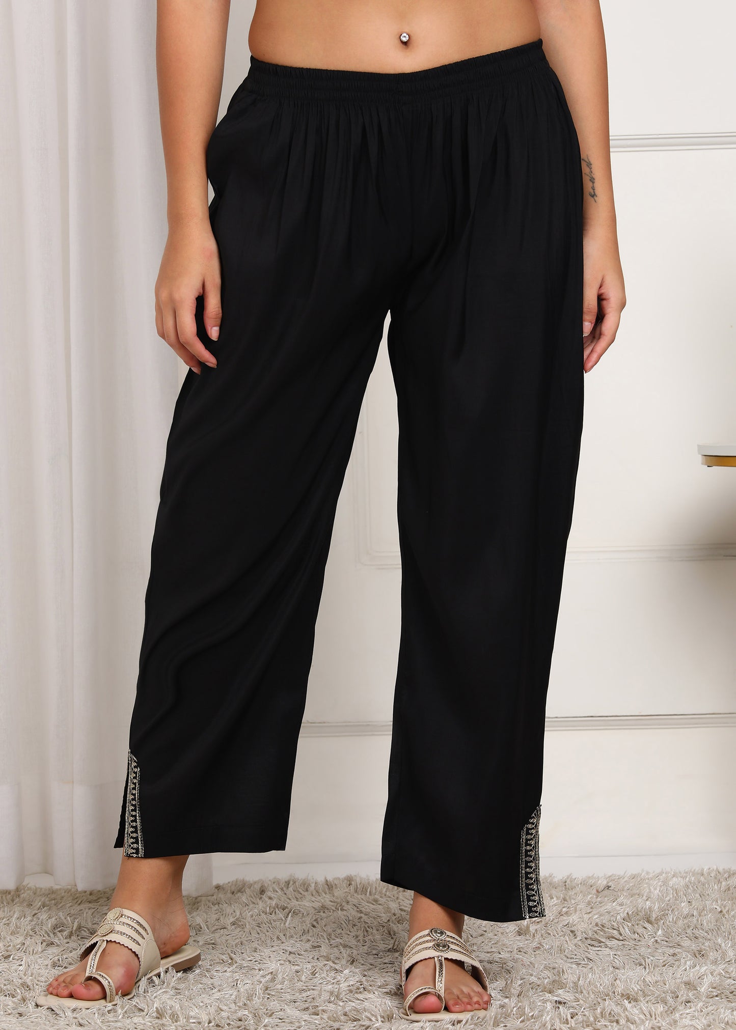 Elegant Black Embroidered Co-ord Set with Bell Sleeves
