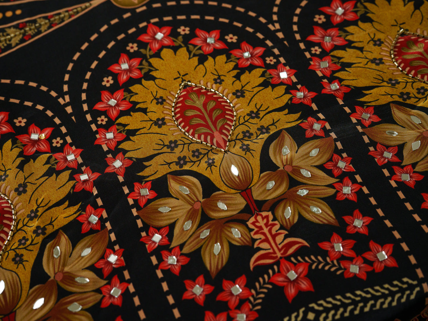 Black Digital Print Kurta Set with Heavy Handwork