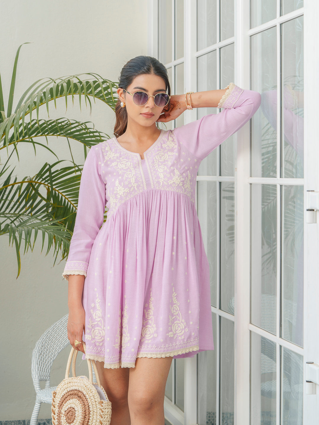 Women Floral Embroidered A-Line Dress