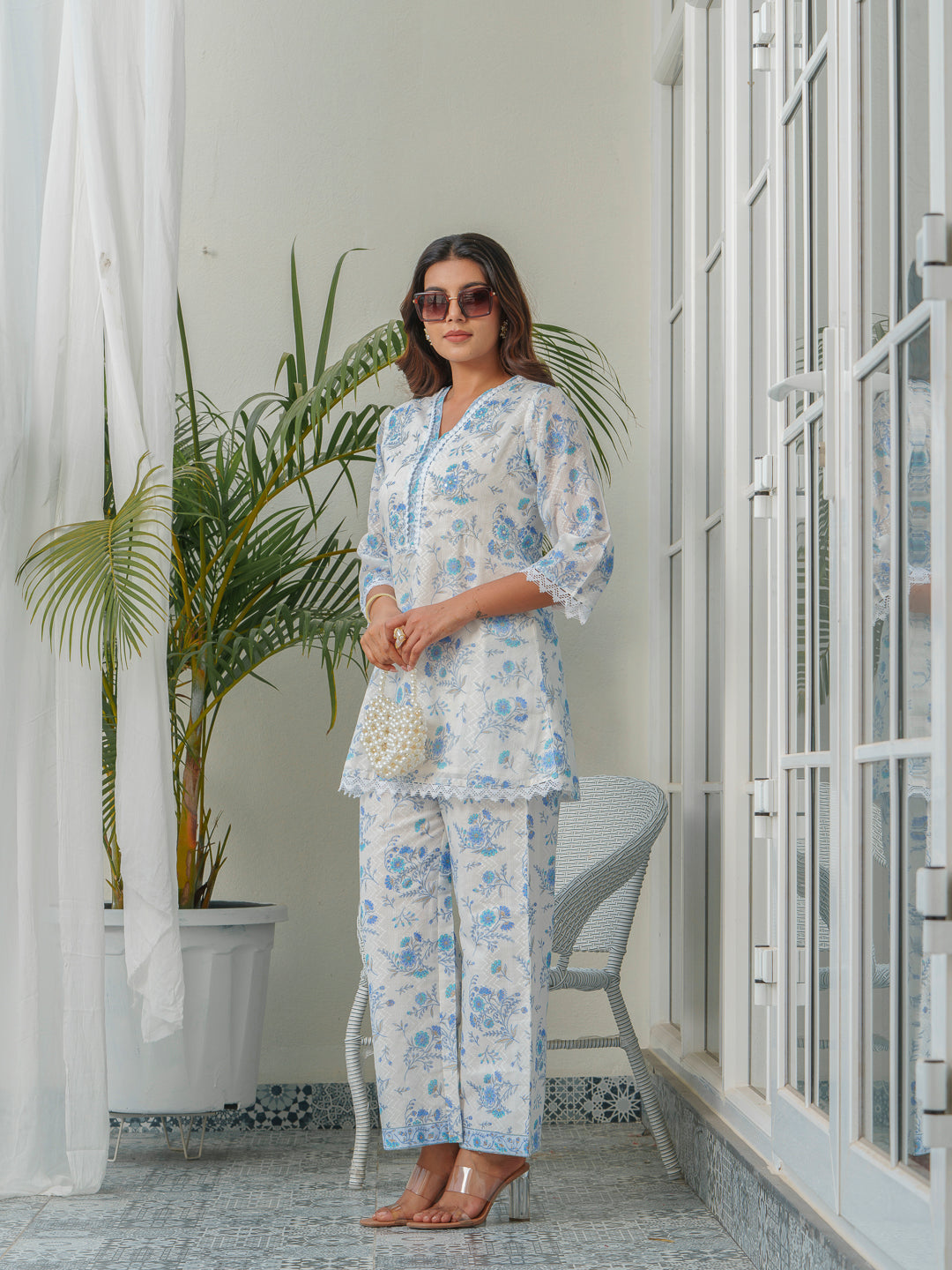 Floral Printed Pure Cotton Tunic & Trouser