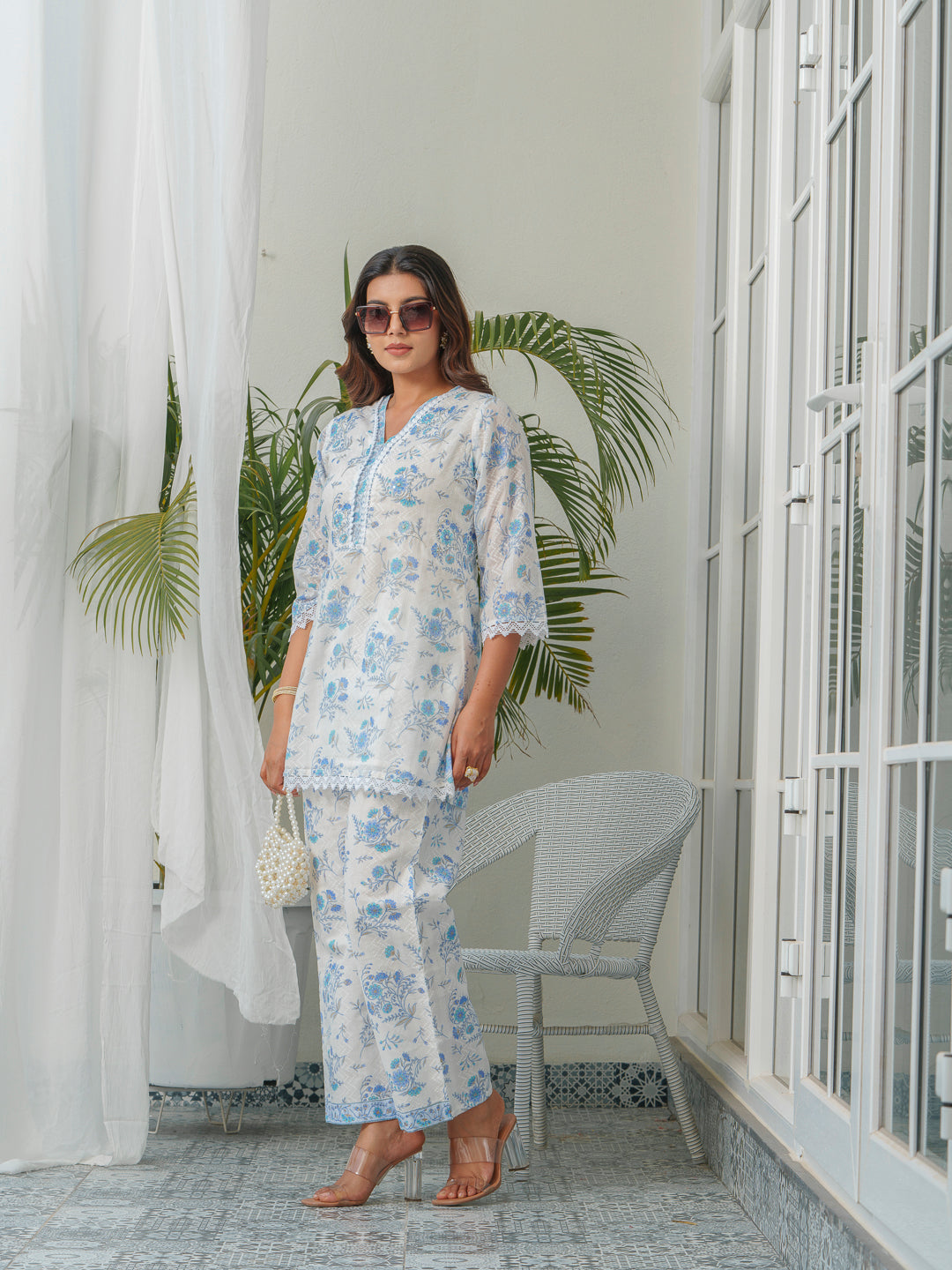 Floral Printed Pure Cotton Tunic & Trouser