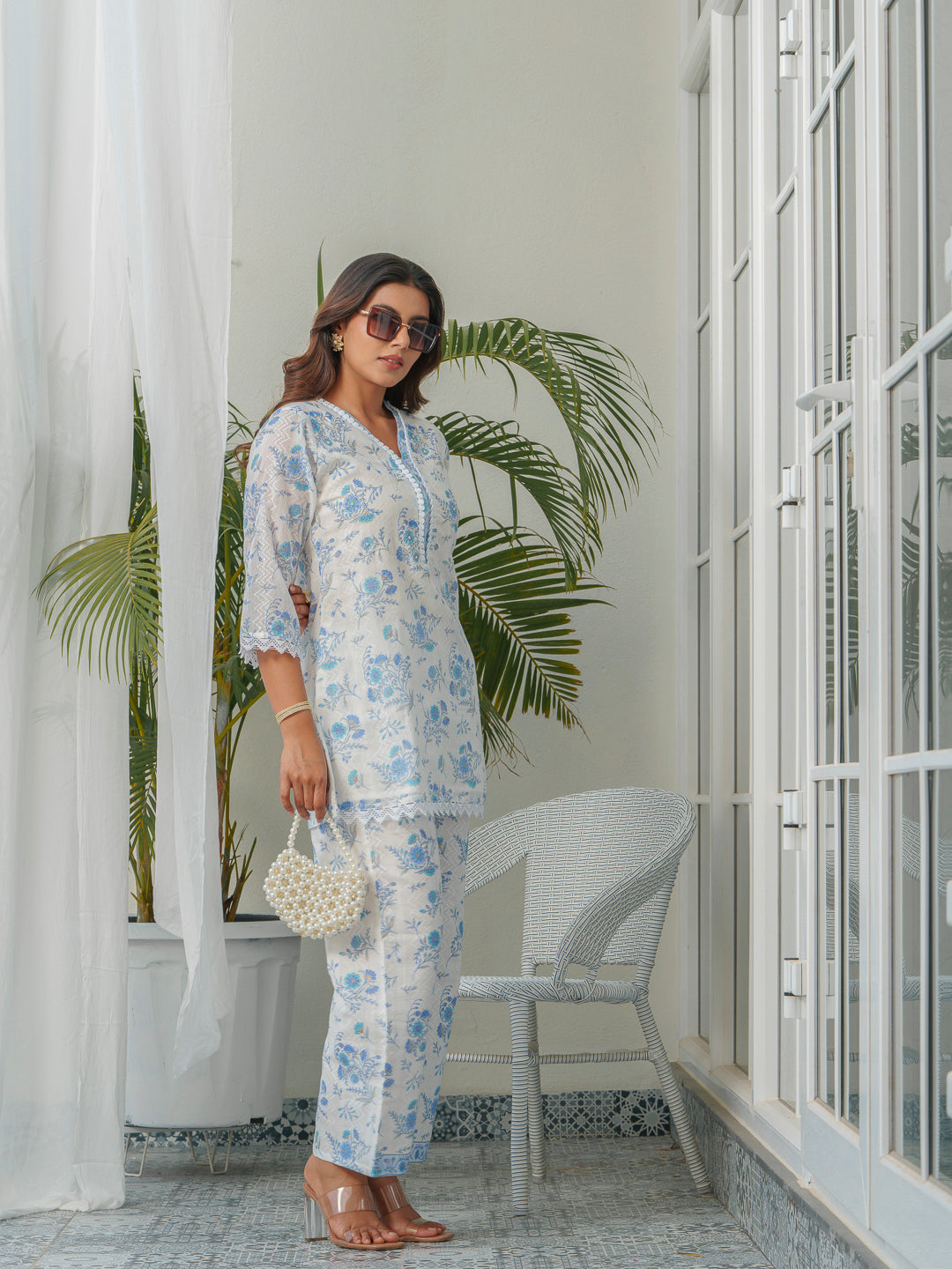 Floral Printed Pure Cotton Tunic & Trouser