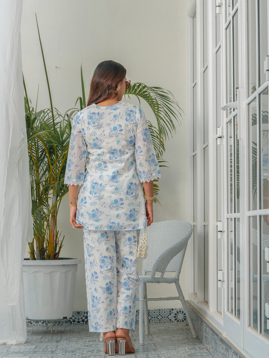 Floral Printed Pure Cotton Tunic & Trouser