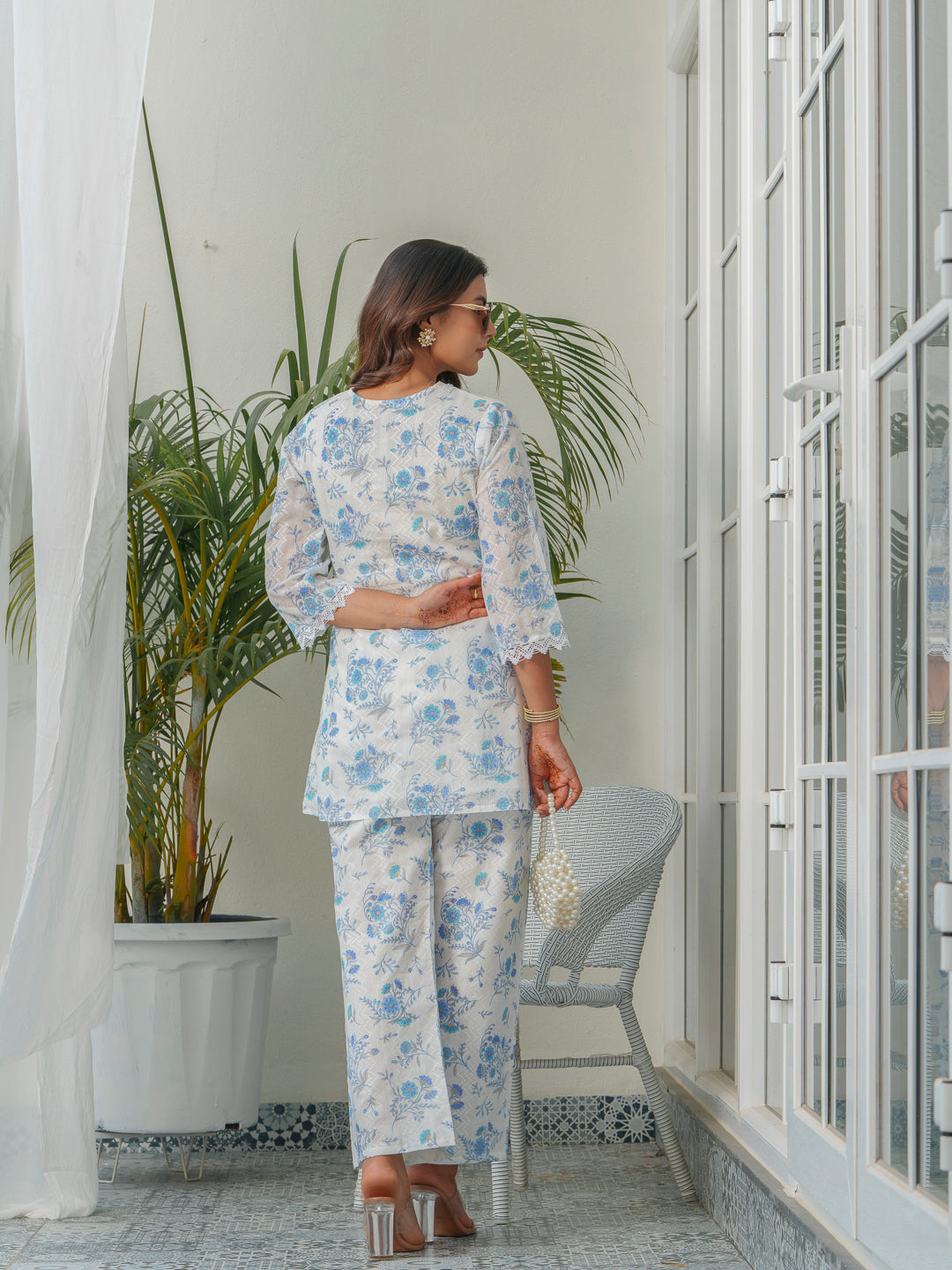 Floral Printed Pure Cotton Tunic & Trouser