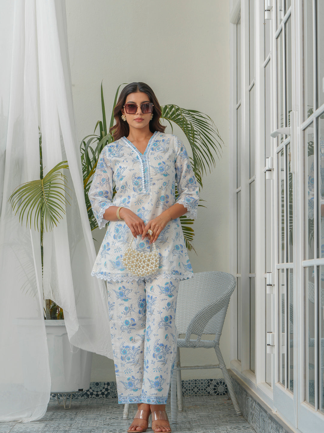 Floral Printed Pure Cotton Tunic & Trouser