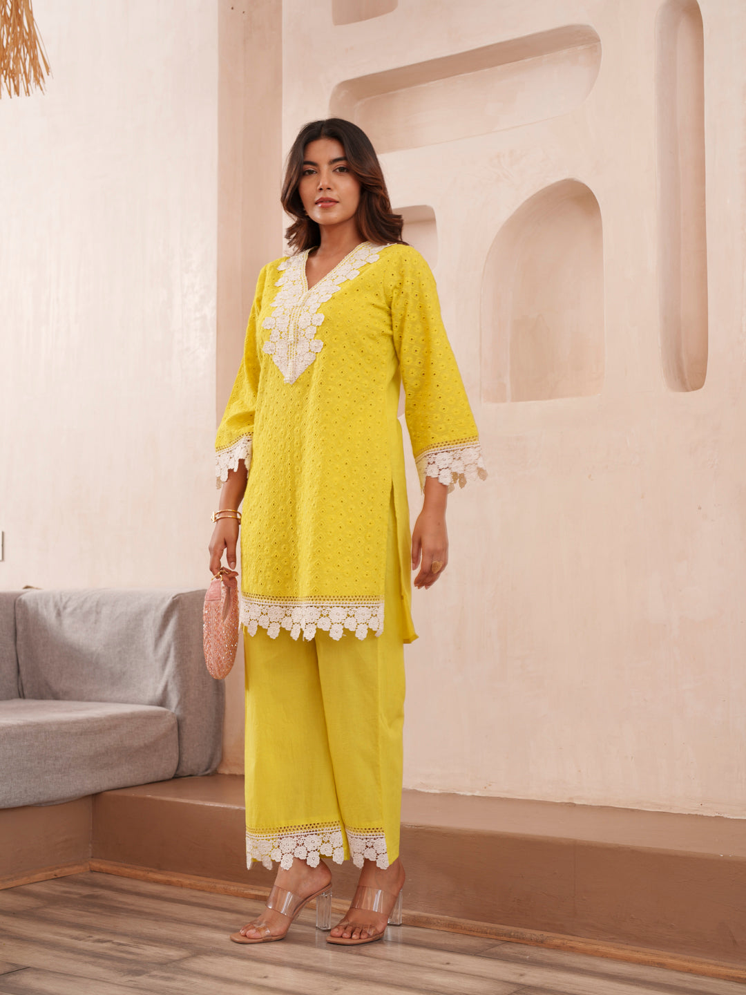 Pure Cotton Embroidered Top & Trousers Co-ord Set