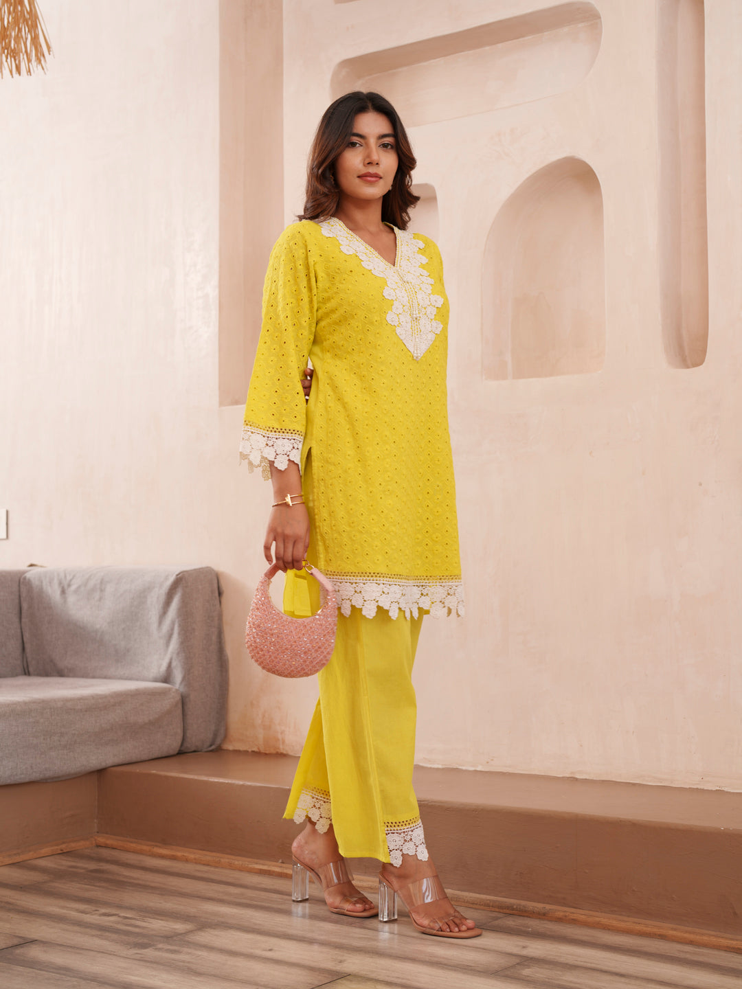 Pure Cotton Embroidered Top & Trousers Co-ord Set