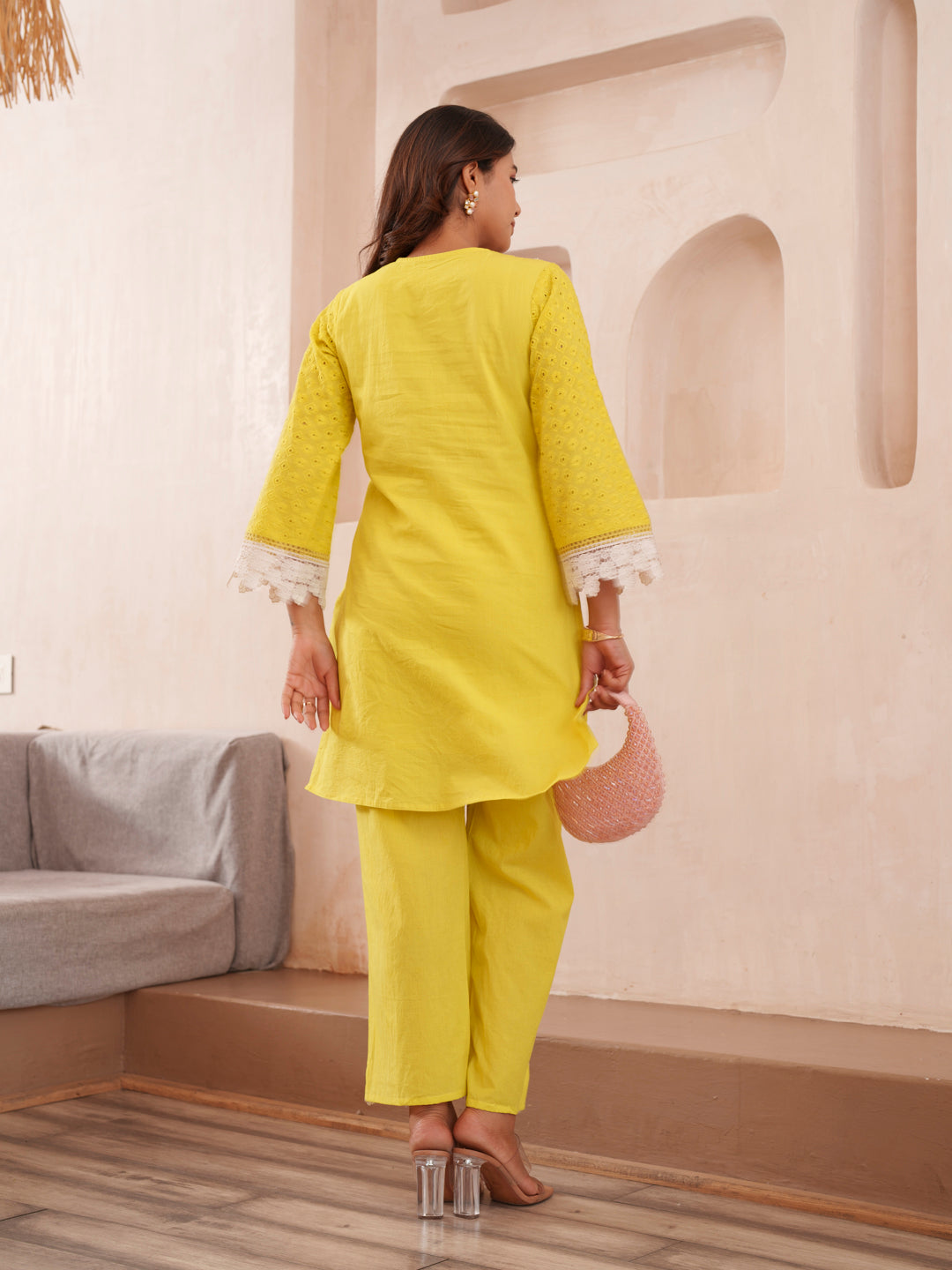 Pure Cotton Embroidered Top & Trousers Co-ord Set