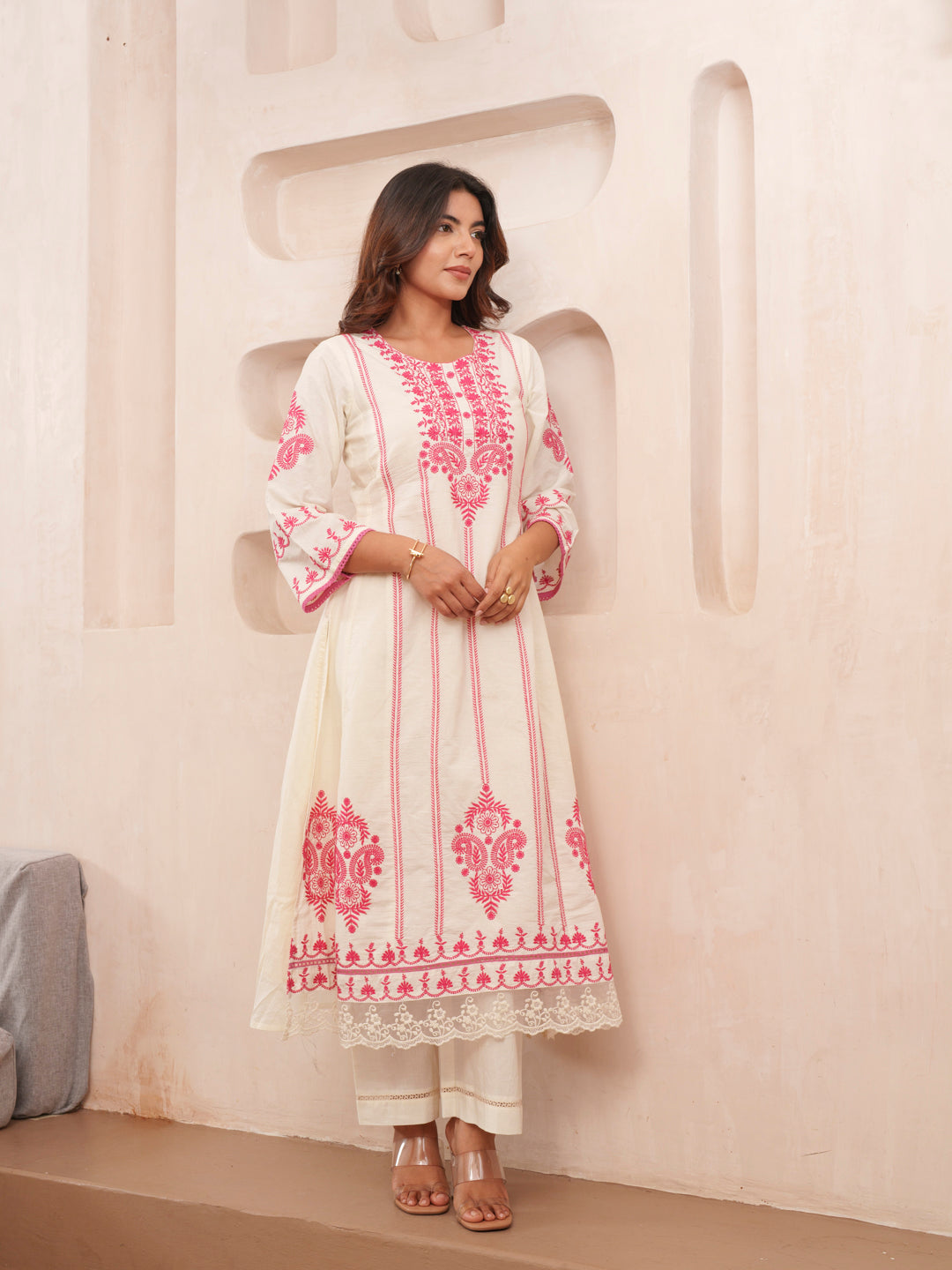 Elegant Embroidered Cotton Kurta Set