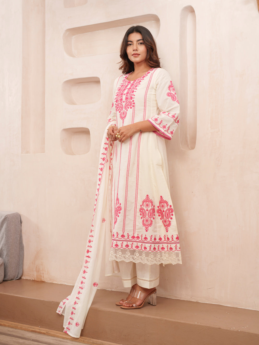 Elegant Embroidered Cotton Kurta Set