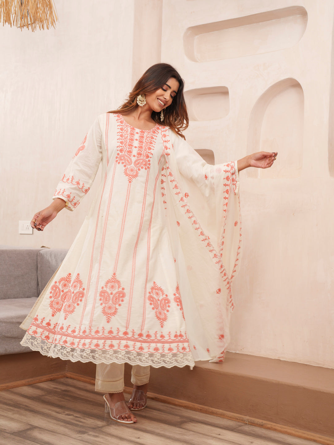 Elegant Embroidered Cotton Kurta Set