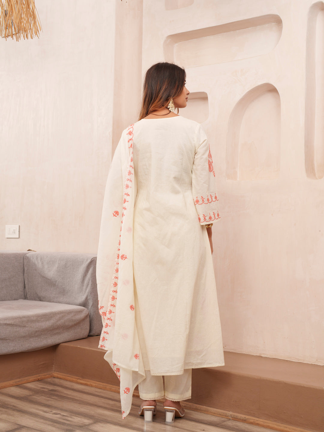 Elegant Embroidered Cotton Kurta Set