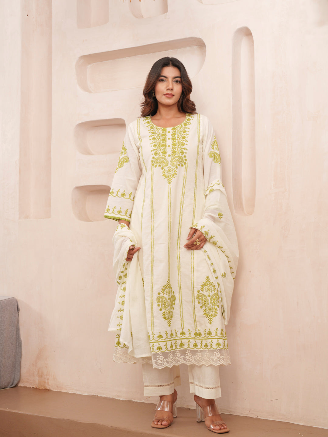 Elegant Embroidered Cotton Kurta Set