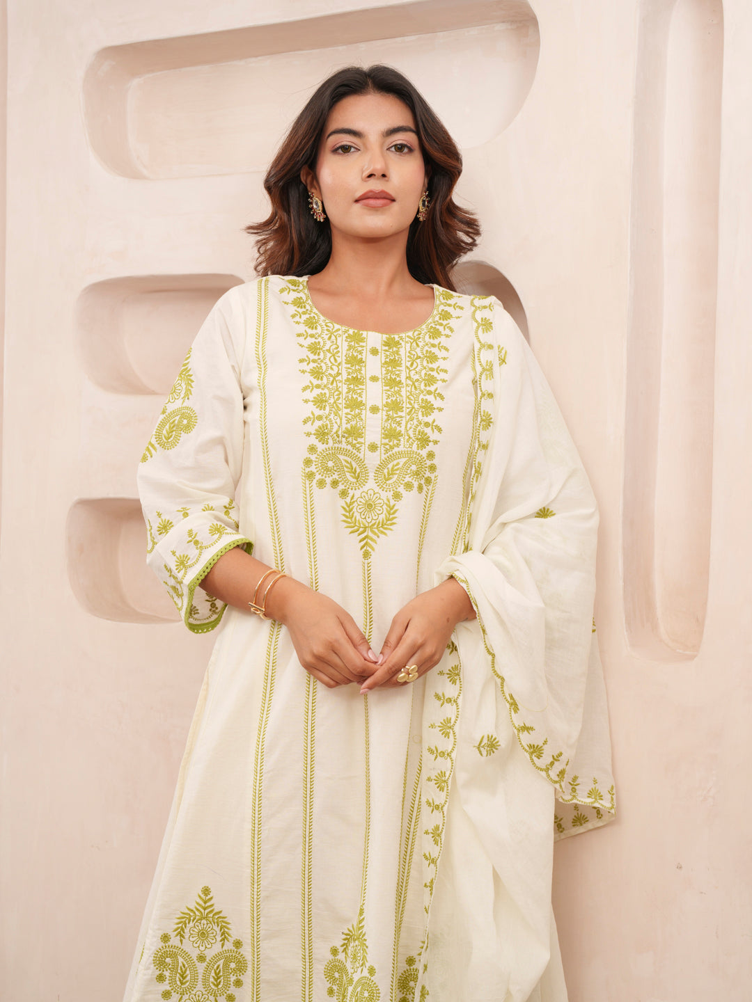 Elegant Embroidered Cotton Kurta Set