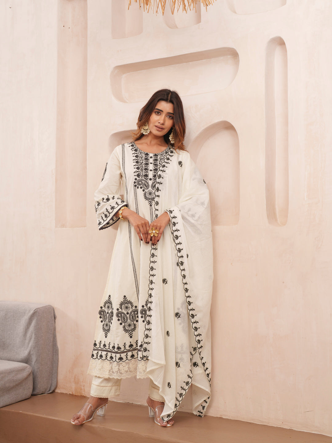 Elegant Embroidered Cotton Kurta Set
