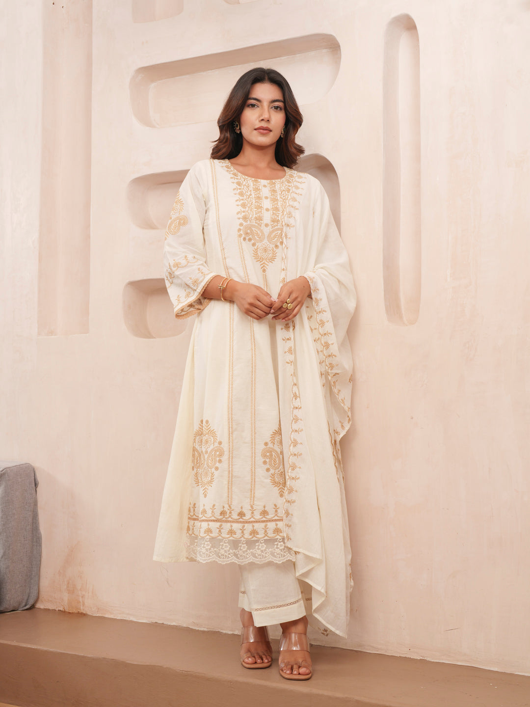 Elegant Embroidered Cotton Kurta Set
