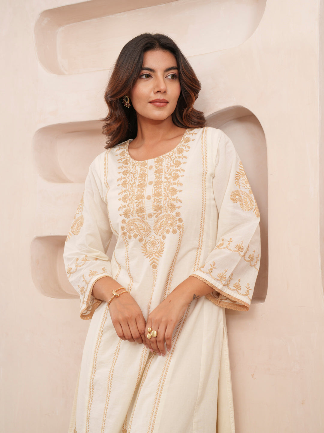 Elegant Embroidered Cotton Kurta Set