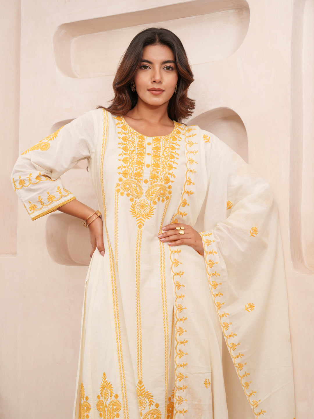 Elegant Embroidered Cotton Kurta Set