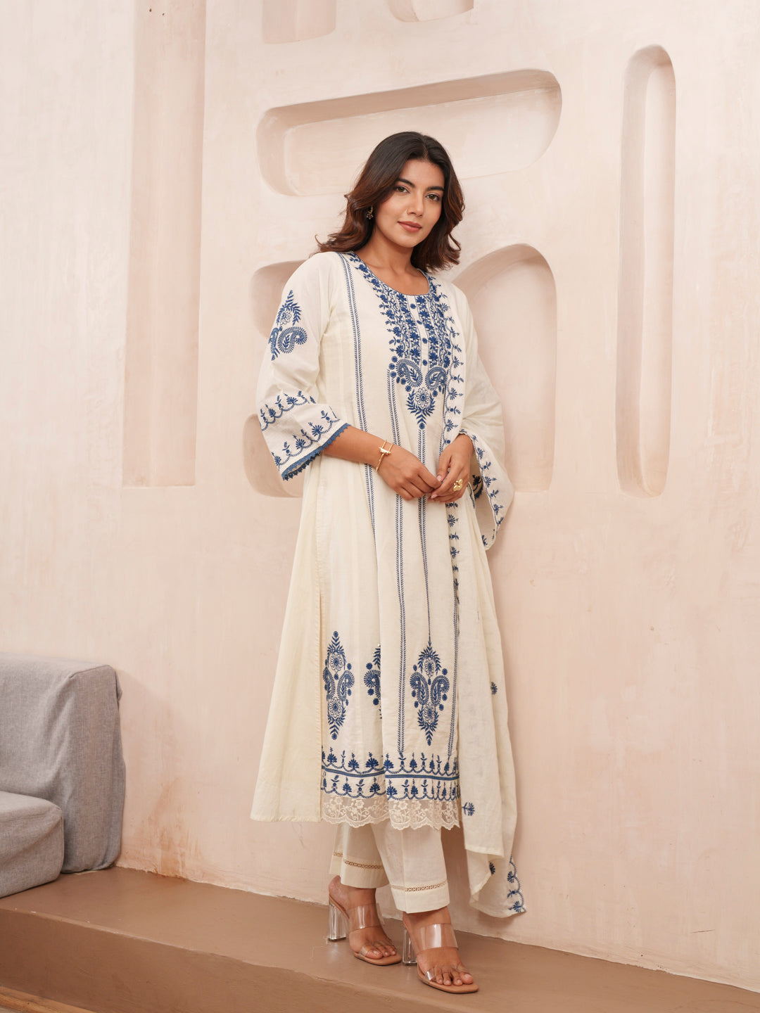 Elegant Embroidered Cotton Kurta Set