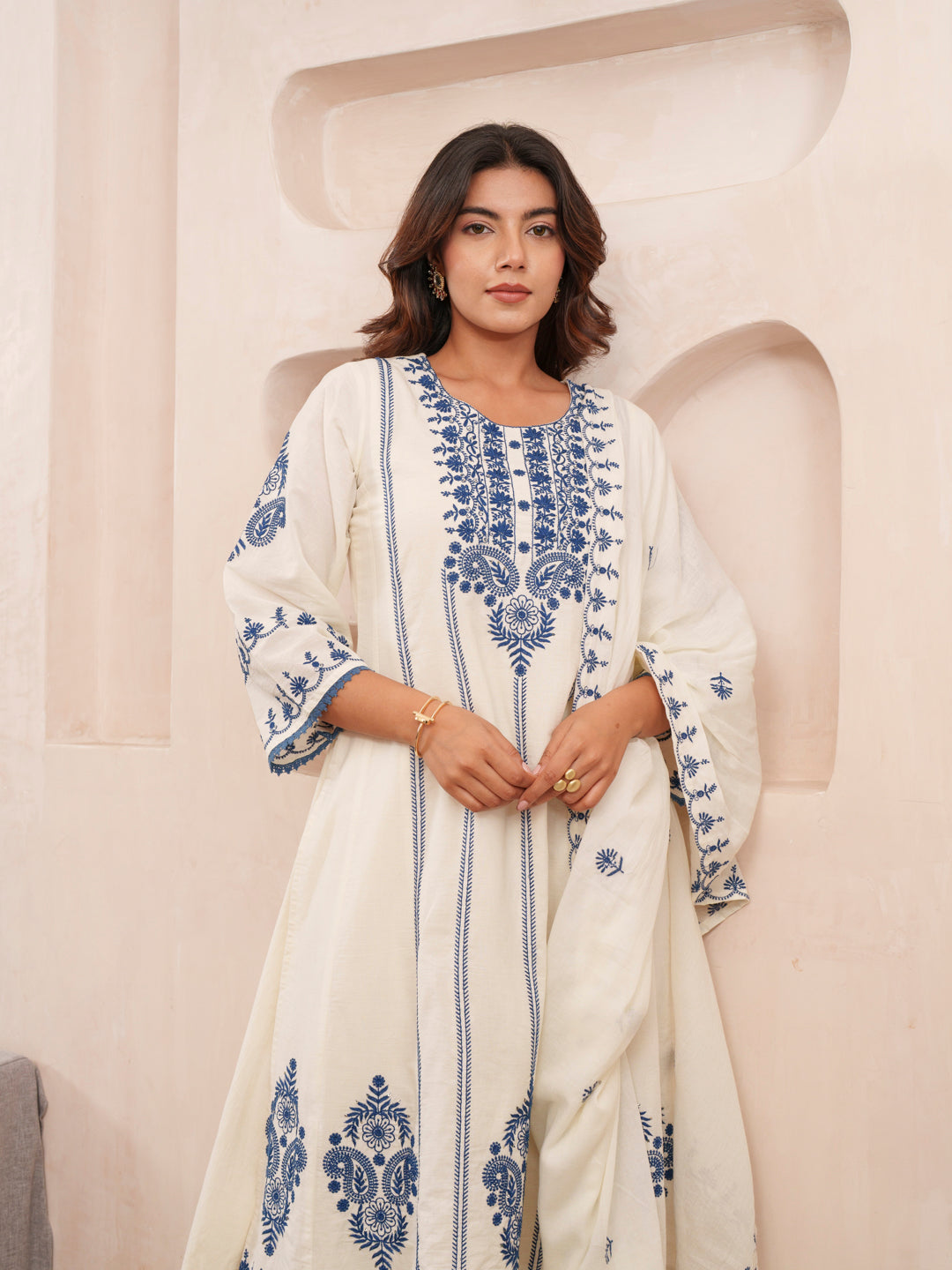 Elegant Embroidered Cotton Kurta Set