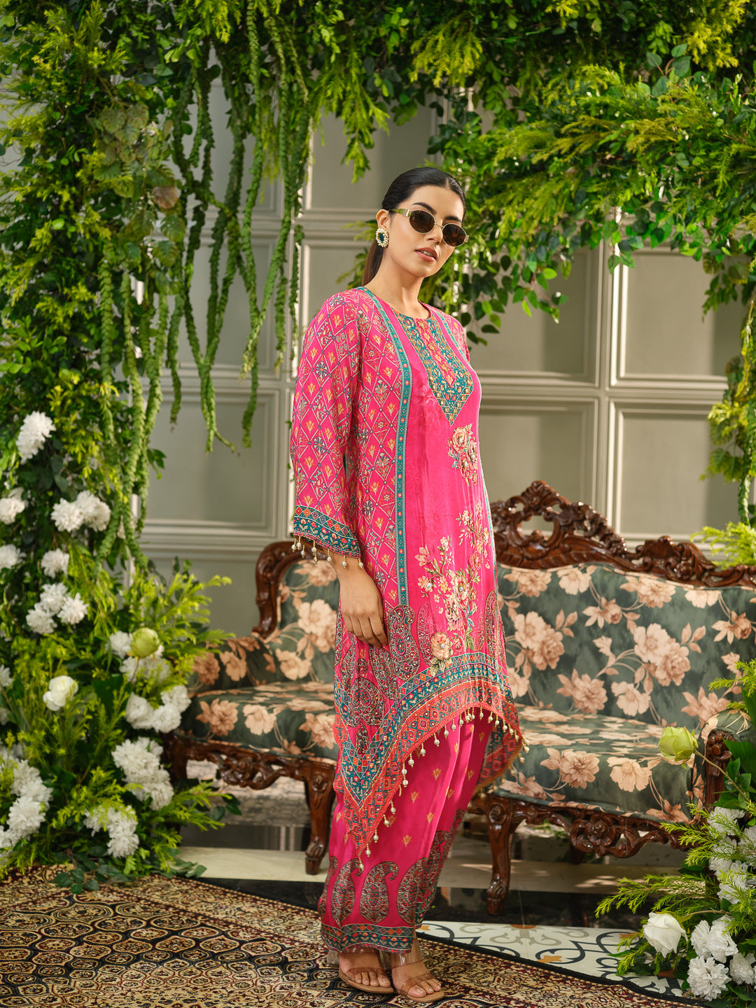 Pink Floral Digital Print Co-ord Set