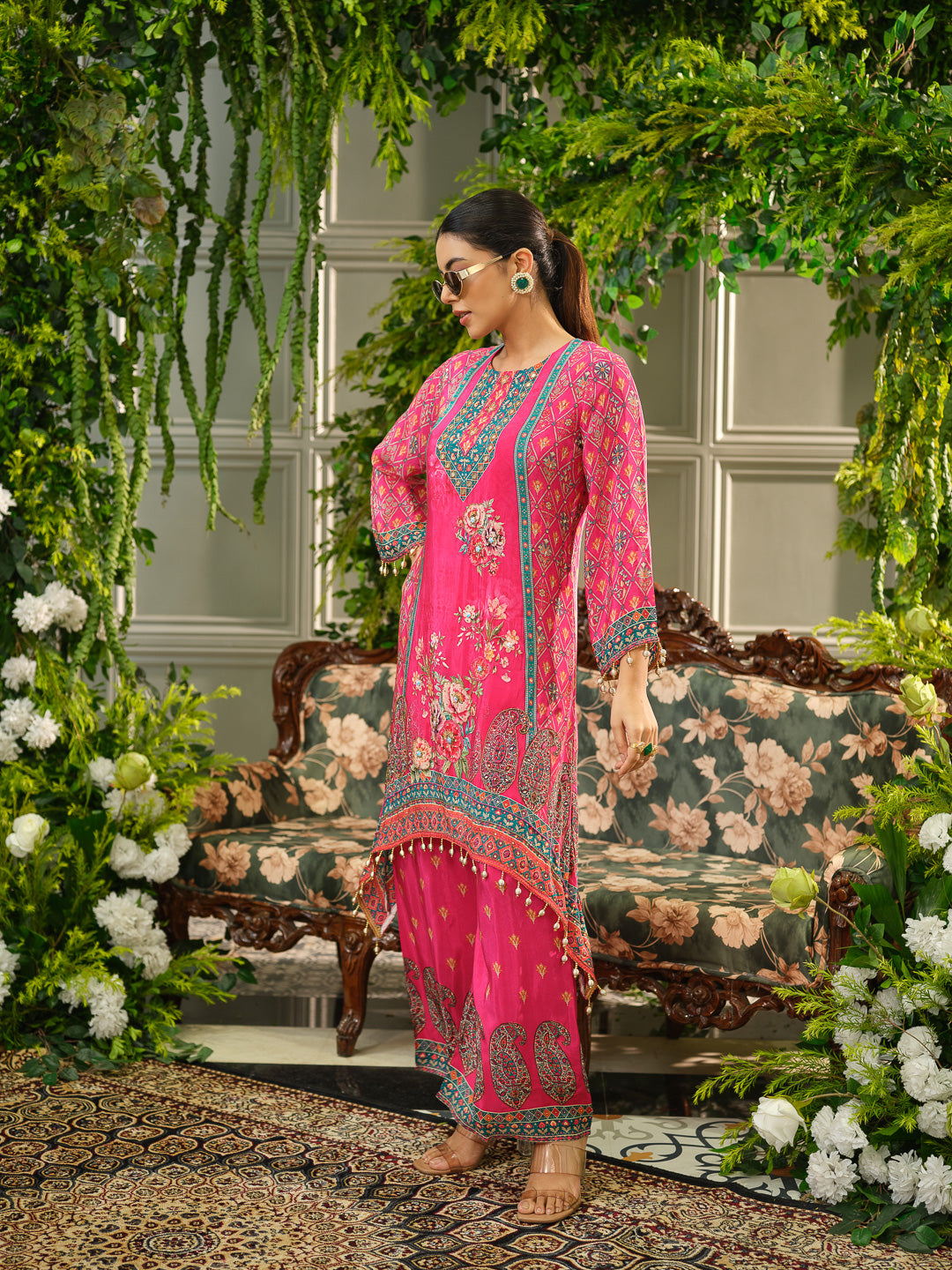 Pink Floral Digital Print Co-ord Set