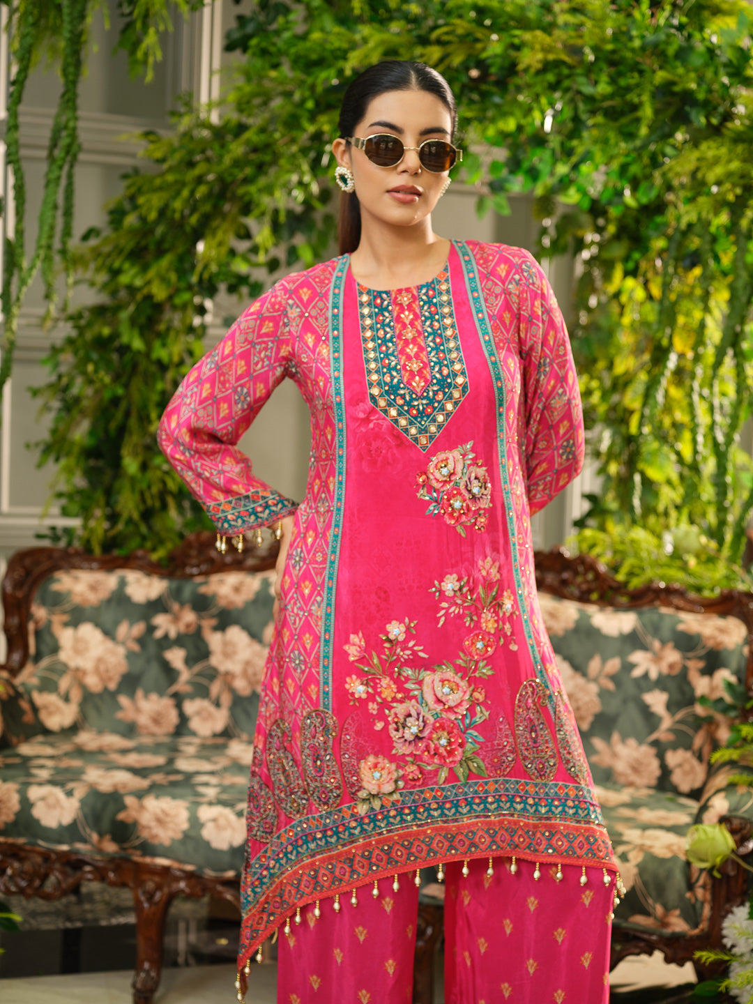 Pink Floral Digital Print Co-ord Set