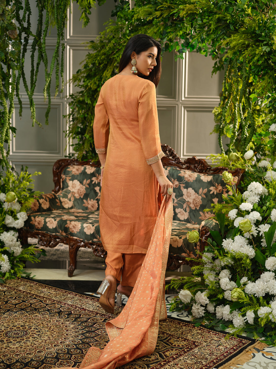 Embroidered Straight Kurta With Trouser & Dupatta