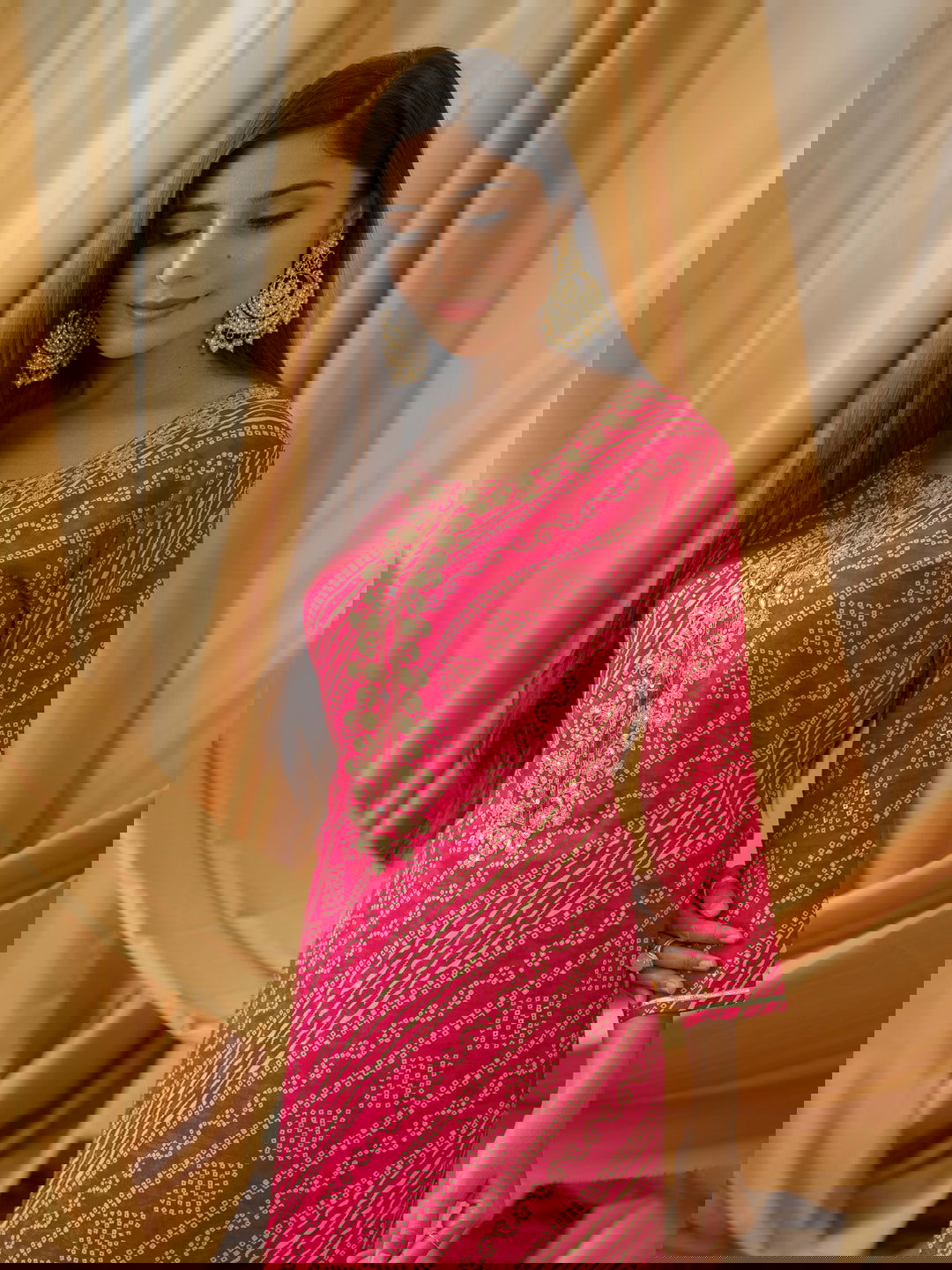 Bandhani Printed Round Neck Straight Kurta - Buy Best Ethnic Wear for Women & Girls | Daily Woman -