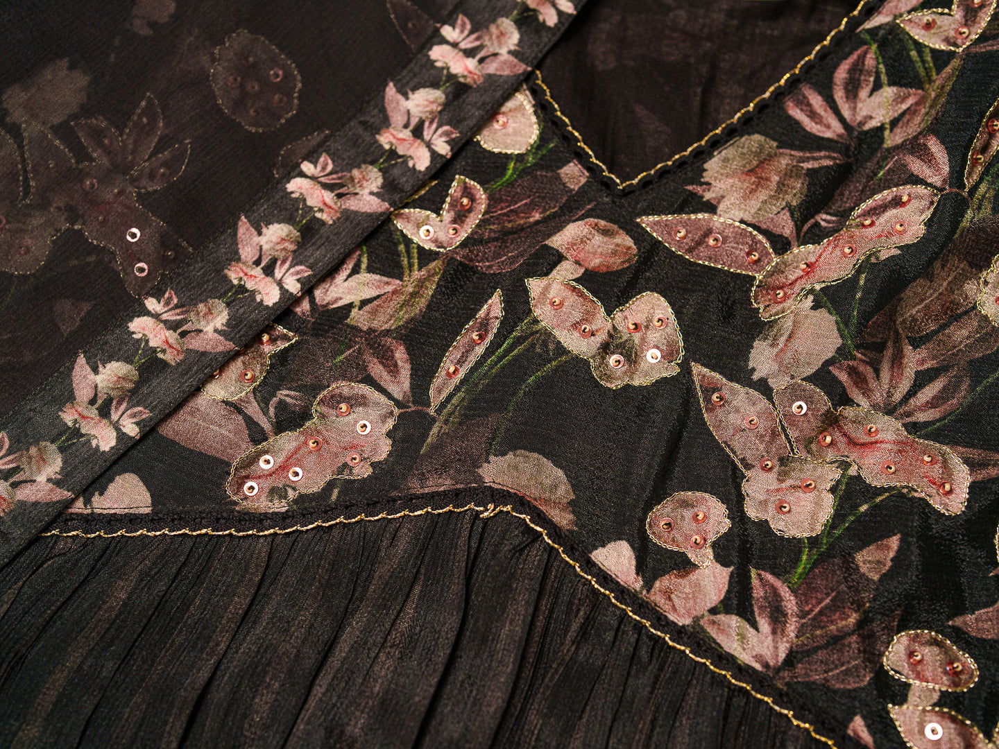 Black Floral Embroidered Kurta & Trousers With Dupatta - Buy Best Ethnic Wear for Women & Girls | Daily Woman -