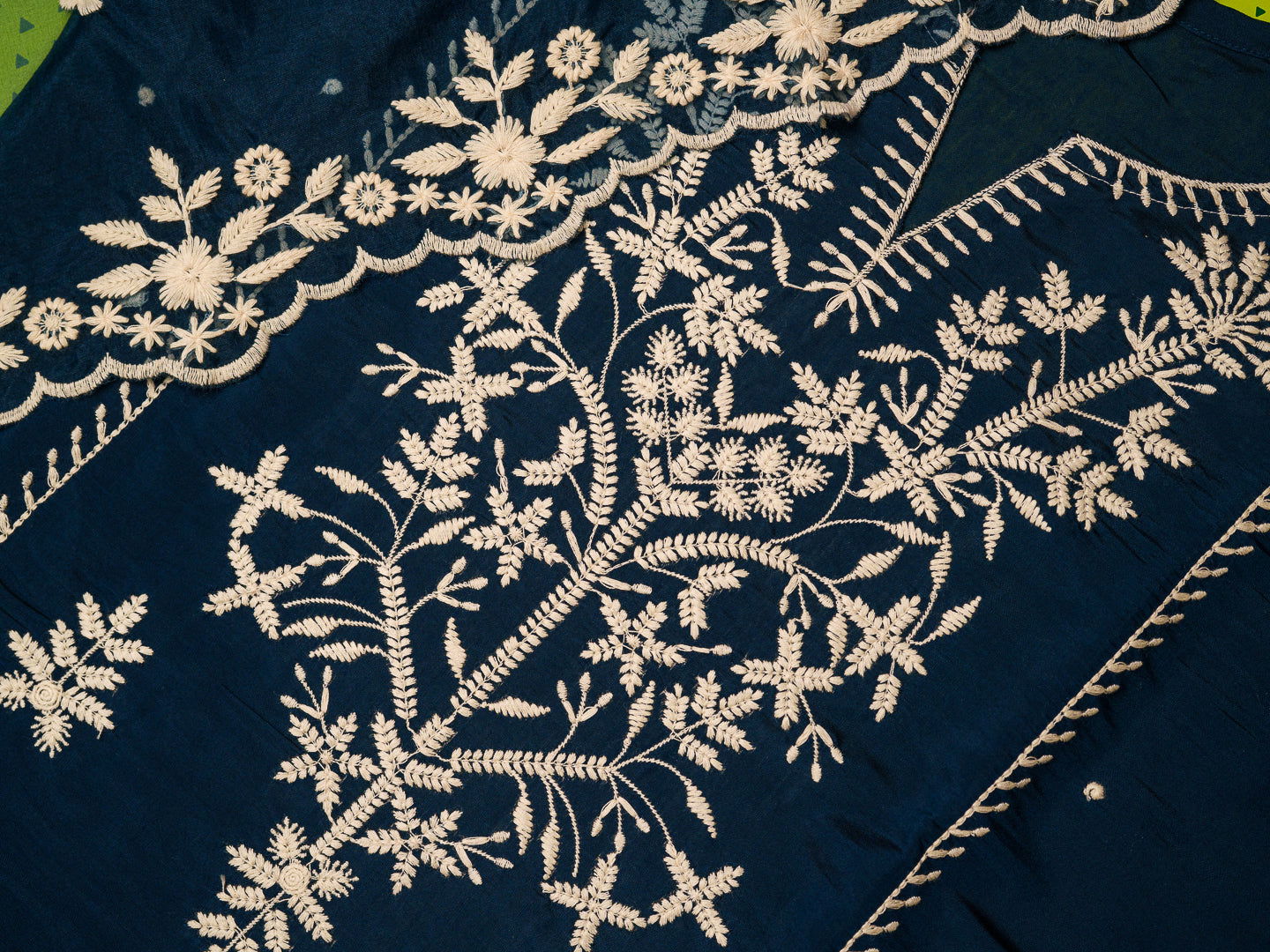 Blue Embroidered Woven Design Straight Kurta and Trousers With Dupatta - Buy Best Ethnic Wear for Women & Girls | Daily Woman -