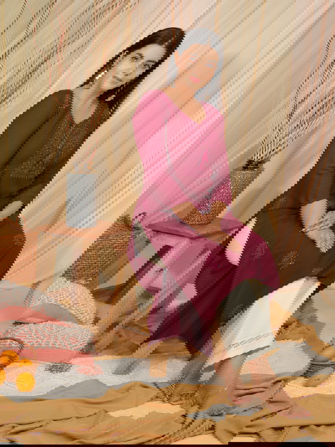 Burgundy Floral Embroidered Tie-Up Neck Straight Kurtas - Buy Best Ethnic Wear for Women & Girls | Daily Woman -