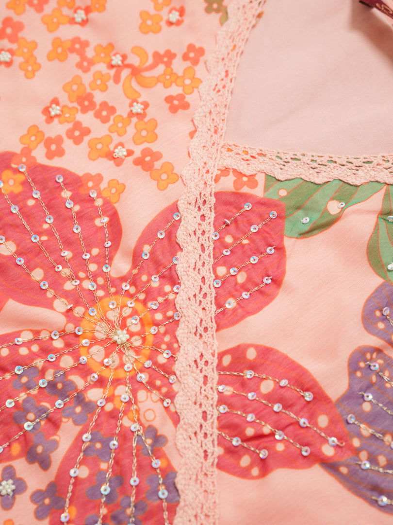 Chiffon Ethnic Motifs Embroidered Kurta With Trousers & Dupatta - Buy Best Ethnic Wear for Women & Girls | Daily Woman -