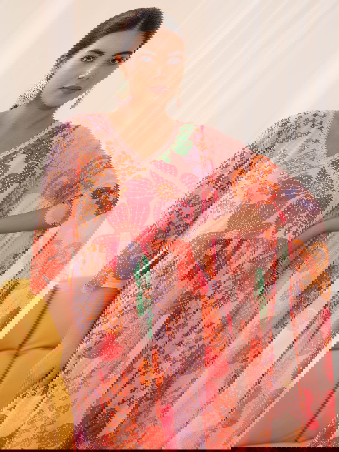 Chiffon Ethnic Motifs Embroidered Kurta With Trousers & Dupatta - Buy Best Ethnic Wear for Women & Girls | Daily Woman -