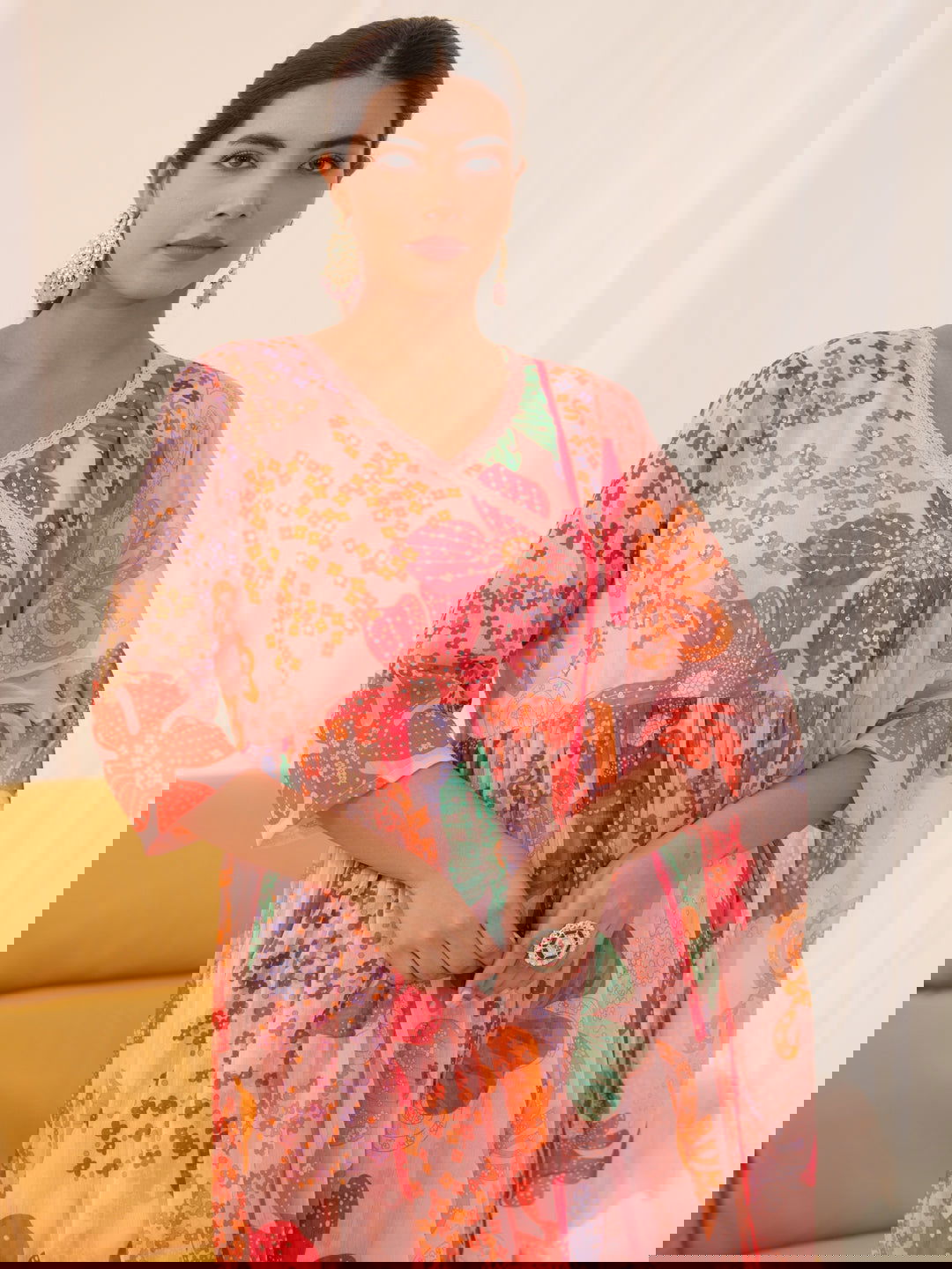 Chiffon Ethnic Motifs Embroidered Kurta With Trousers & Dupatta - Buy Best Ethnic Wear for Women & Girls | Daily Woman -