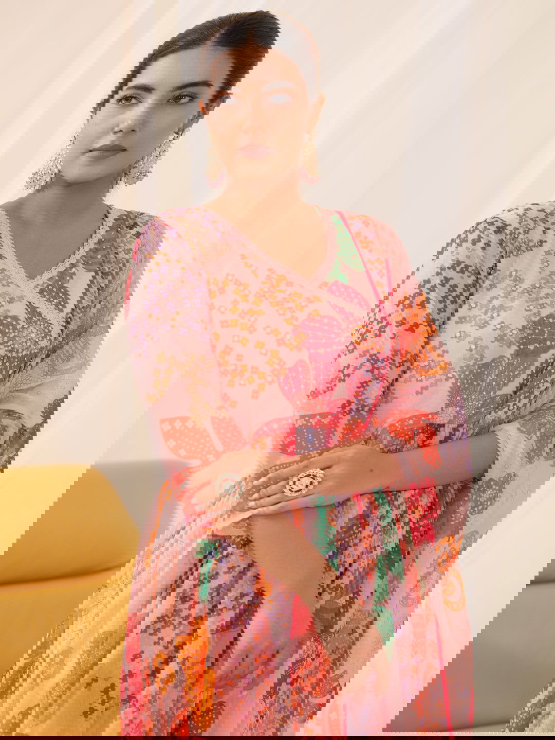 Chiffon Ethnic Motifs Embroidered Kurta With Trousers & Dupatta - Buy Best Ethnic Wear for Women & Girls | Daily Woman -