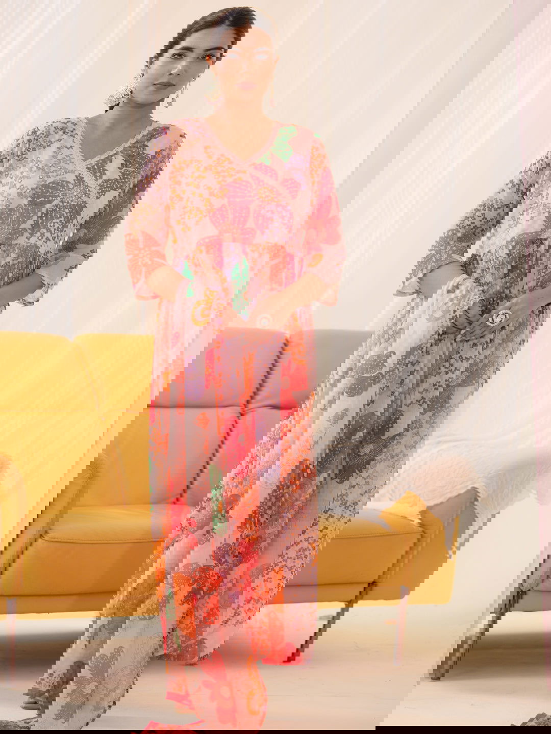 Chiffon Ethnic Motifs Embroidered Kurta With Trousers & Dupatta - Buy Best Ethnic Wear for Women & Girls | Daily Woman -