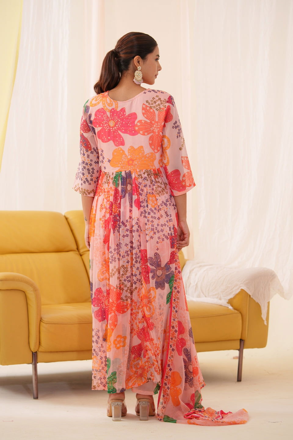 Chiffon Ethnic Motifs Embroidered Kurta With Trousers & Dupatta - Buy Best Ethnic Wear for Women & Girls | Daily Woman -