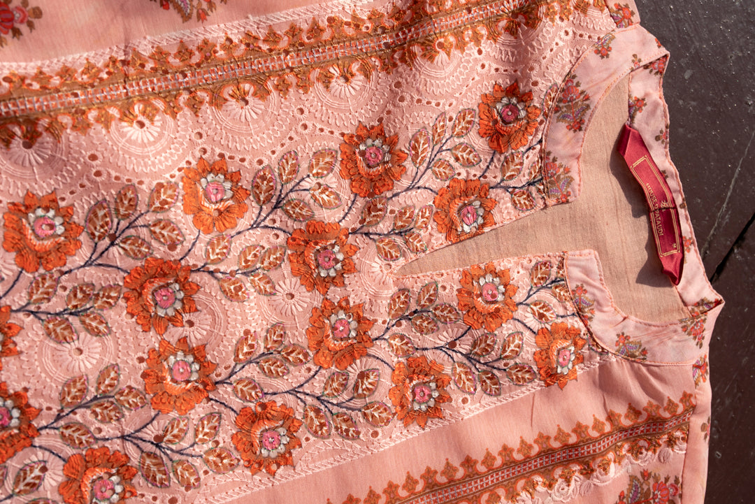 Printed Round Neck Kurta & Trousers With Dupatta